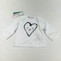 **NEW** Heart Face Black & White Long Sleeve Top - Girls 0-3 Months