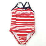 Red, White & Navy Swimming Costume - Girls 9-12 Months