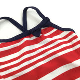 Red, White & Navy Swimming Costume - Girls 9-12 Months