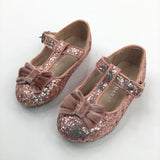 Bows Pink Glittery Party Shoes - Girls Size 5