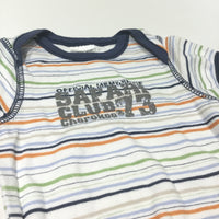 'Official Safari Club Member' Colourful Striped Short Sleeve Bodysuit - Boys Newborn