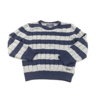 Navy & Grey Striped Knitted Jumper - Boys 4-5 Years
