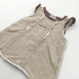 'Couer A Couer' Rabbit Appliqued Oatmeal & Brown Jersey Dress - Girls 9-12 Months