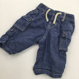 Dark Blue Denim Effect Lightweight Cotton Trousers - Boys 0-3 Months