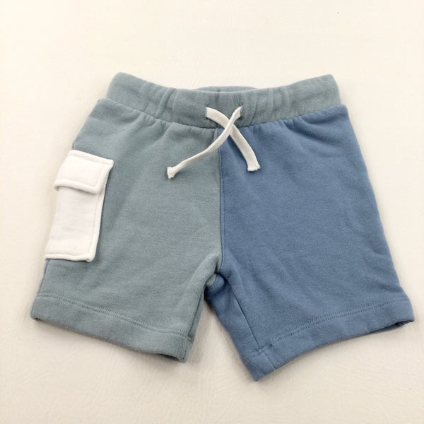 Blue & White Thick Jersey Shorts - Boys 2-3 Years