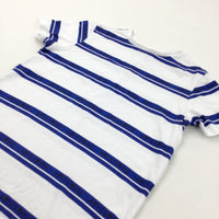 'Awesome' Blue & White Striped T-Shirt - Boys 9-10 Years