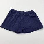 Lightweight Navy Cotton Shorts with Adjustable Waistband - Girls 9-10 Years
