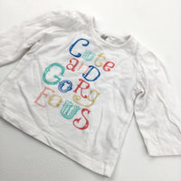 'Cute & Gorgeous' White Long Sleeve Top - Girls 0-3 Months