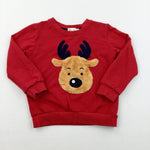 Reindeer Appliqued Red Sweatshirt - Boys 2-3 Years