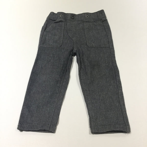 Grey Tweed Effect Cotton Twill Trousers - Boys 9-12 Months
