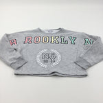 'Brooklyn' Sparkly Studs Cropped Grey Jersey Sweatshirt - Girls 9-10 Years