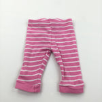 Pink & White Striped Lightweight Jersey Trousers - Girls 0-3 Months