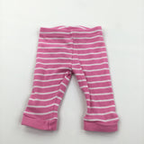 Pink & White Striped Lightweight Jersey Trousers - Girls 0-3 Months