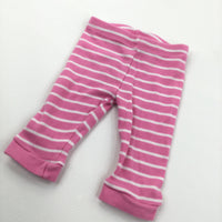 Pink & White Striped Lightweight Jersey Trousers - Girls 0-3 Months