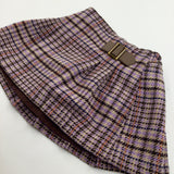 Brown & Lilac Checked Kilt Effect Skirt With Adjustable Waistband - Girls 2-3 Years