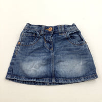 Mid Blue Denim Skirt With Adjustable Waistband - Girls 2-3 Years