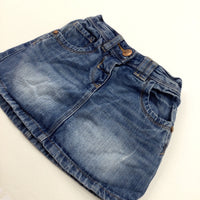 Mid Blue Denim Skirt With Adjustable Waistband - Girls 2-3 Years