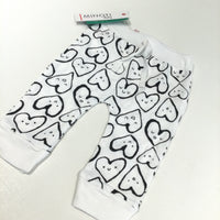 **NEW** Heart Faces Black & White Lightweight Tracksuit Bottoms - Girls 3-6 Months