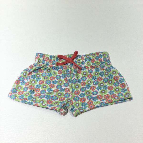 Flowers Colourful Jersey Shorts - Girls 6-9 Months