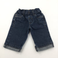 Dark Blue Denim Jeans with Adjustable Waistband - Boys 3-6 Months