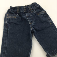 Dark Blue Denim Jeans with Adjustable Waistband - Boys 3-6 Months