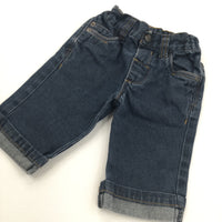 Dark Blue Denim Jeans with Adjustable Waistband - Boys 3-6 Months