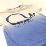 'Sur La Mer' Whale Blue & White T-Shirt with Attached Light Blue Denim Shorts Romper - Boys 3-6m