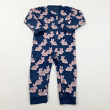 Bunnies Navy Jersey Onesie - Girls 2-3 Years