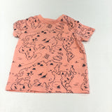 Map & Dinosaurs Neon Orange & Black T-Shirt - Boys 3-6 Months