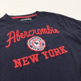 'Abercrombie New York' Embroidered Red & Navy Long Sleeve Top  - Boys 5-6 Years