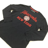 'Abercrombie New York' Embroidered Red & Navy Long Sleeve Top  - Boys 5-6 Years