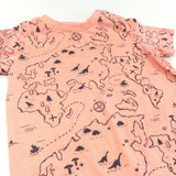 Map & Dinosaurs Neon Orange & Black T-Shirt - Boys 3-6 Months