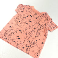 Map & Dinosaurs Neon Orange & Black T-Shirt - Boys 3-6 Months