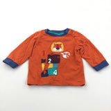 Lion Appliqued Navy & Orange Long Sleeve Top - Boys 3-6 Months