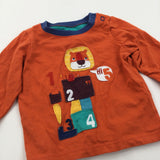 Lion Appliqued Navy & Orange Long Sleeve Top - Boys 3-6 Months