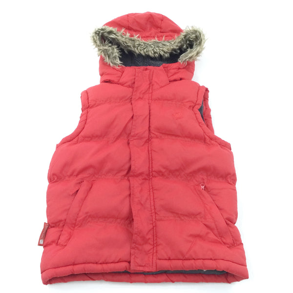 Red Gilet with Hood - Boys/Girls 5-6 Years