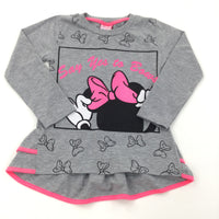 'Say Yes To Bows' Minnie Mouse Grey Long Sleeve Tunic Top - Girls 9-10 Years