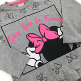 'Say Yes To Bows' Minnie Mouse Grey Long Sleeve Tunic Top - Girls 9-10 Years