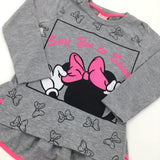 'Say Yes To Bows' Minnie Mouse Grey Long Sleeve Tunic Top - Girls 9-10 Years