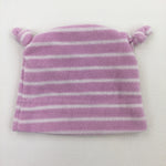 Pink & White Stripe Fleece Hat - Girls 0-3 Months