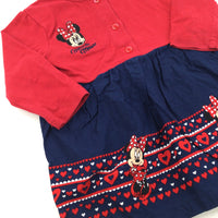 Minnie Mouse Red & Navy Dress - Girls 0-3 Months