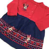 Minnie Mouse Red & Navy Dress - Girls 0-3 Months