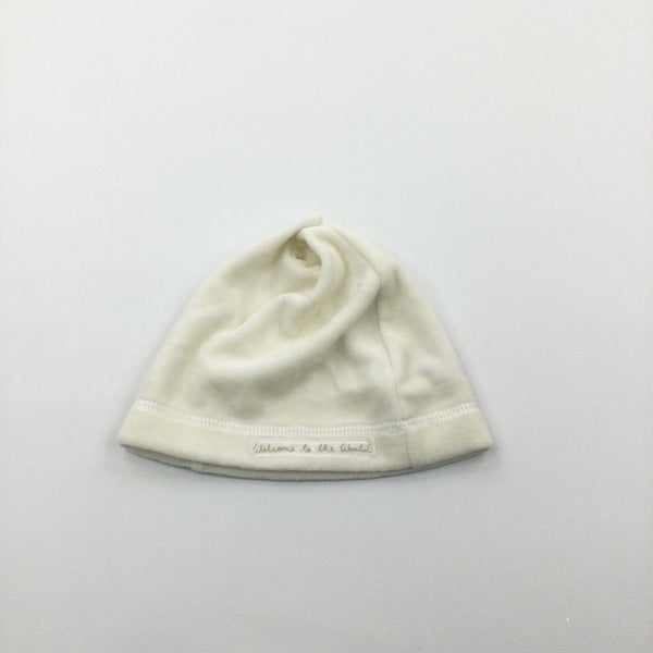 'Welcome To The World' Cream Hat with Button Top - Boys/Girls One Size