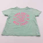 'Santa Cruz West Coast' Pale Green & Pink T-Shirt - Girls 4-5 Years