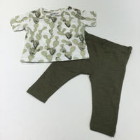 **NEW** Cacti Green & Cream T-Shirt & Jersey Trousers Set - Boys 3-6 Months