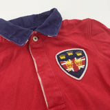 Union Jack Badge Navy & Red Rugby Style Top - Boys 5-6 Years