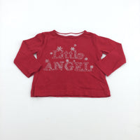 'Little Angel' Snowflakes Silver & Red Top - Girls 9-12 Months - Christmas
