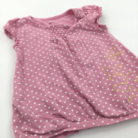 Butterflies Embroidered Pink Spotty Jersey Tunic Top - Girls 3-6 Months