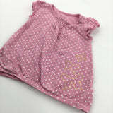 Butterflies Embroidered Pink Spotty Jersey Tunic Top - Girls 3-6 Months