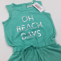 **NEW** 'Oh Beach Days' Green Jersey Romper - Girls 9-12 Months